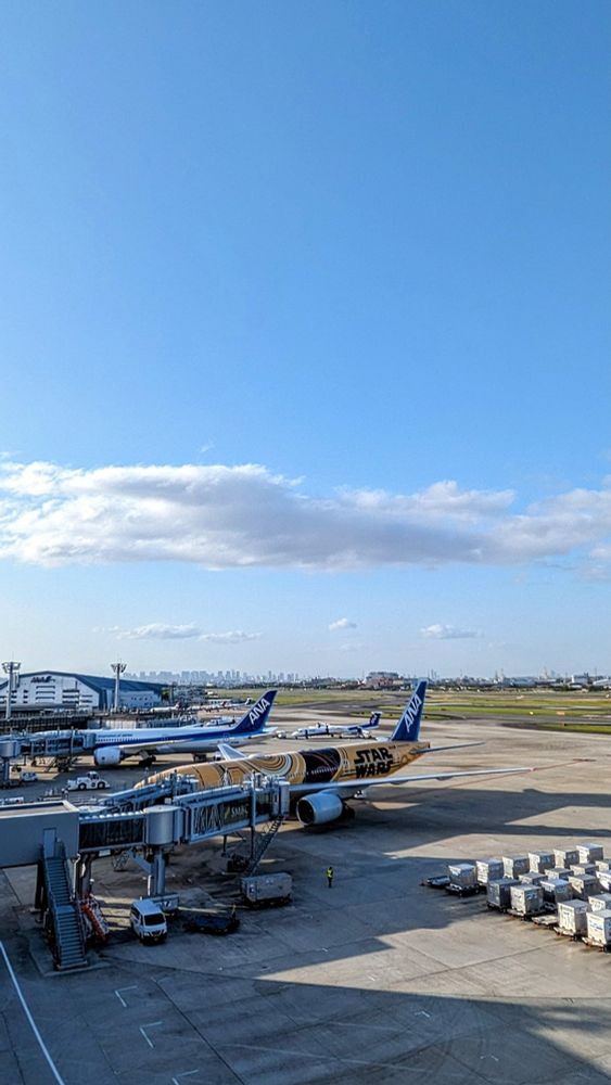 スター・ウォーズのC-3POをモチーフにしてデザインされたANAのBoeing777