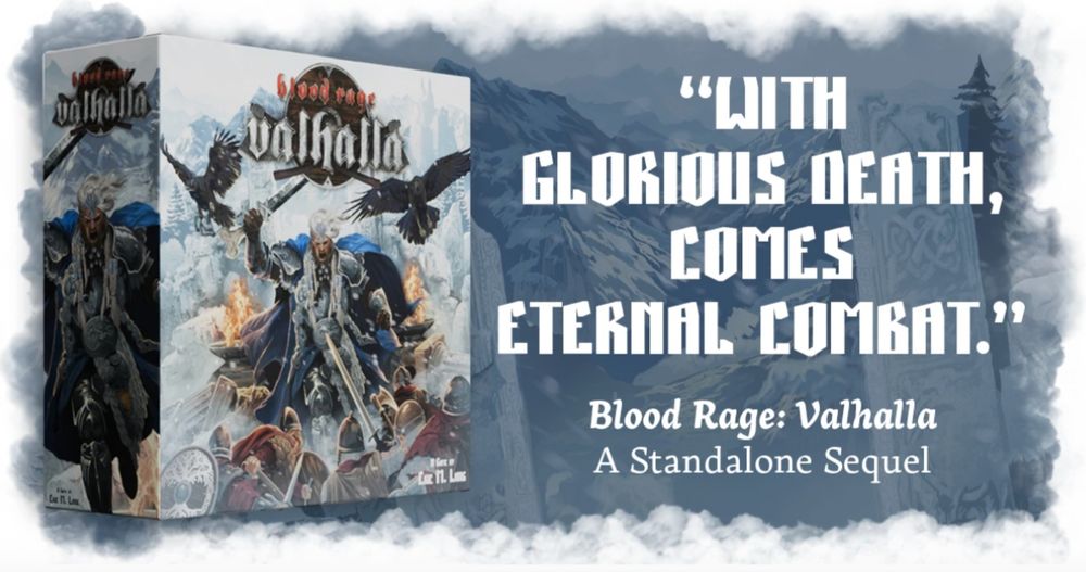 box cover of the new Blood Rage Valhalla standalone expansion from the Gamefound page.
