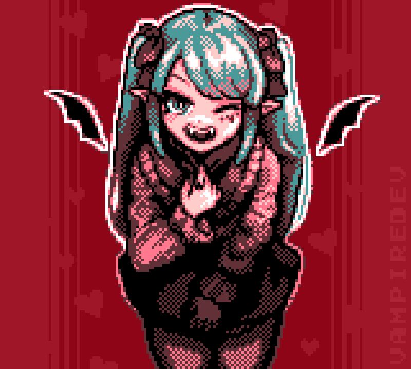Pixel art Hatsune Miku inspired by DECO*27's The Vampire