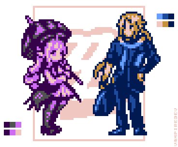 Pixel art of Vivan and Hugo Vlad from ZZZero