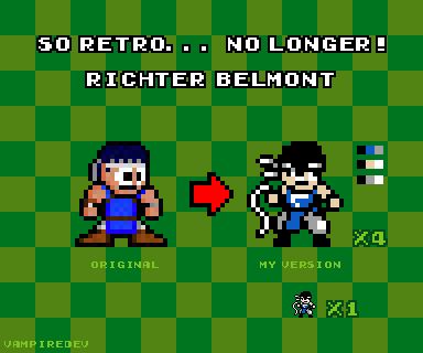 Pixel Art of Richter Belmont from Castlevania in Megaman's art style.