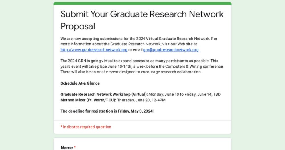 Submit Your Graduate Research Network Proposal