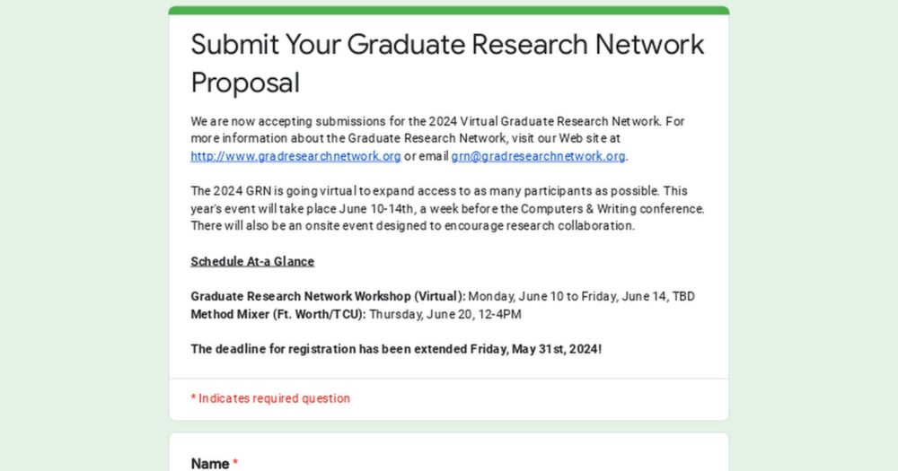 Submit Your Graduate Research Network Proposal