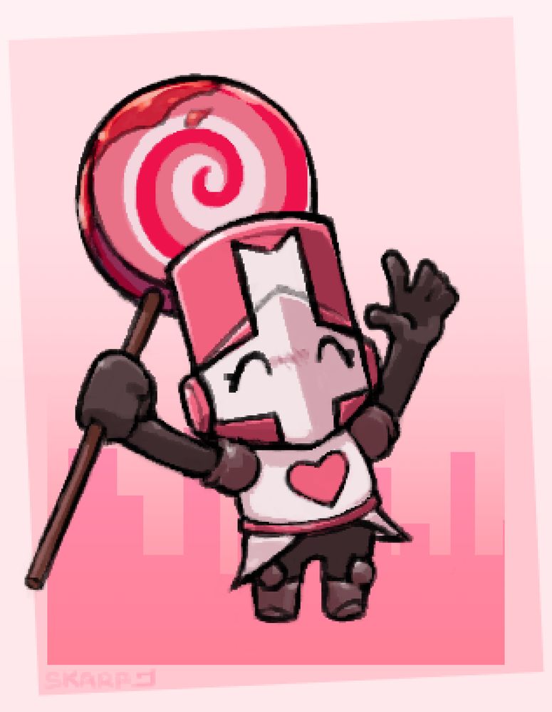 Pink knight from castle crashers is saying hello!