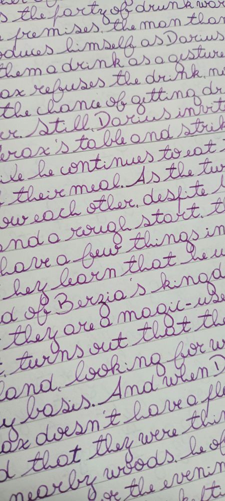 Purple fountain pen ink.