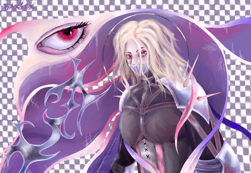 рисунок красивой светло волосоц девушки в доспехах 