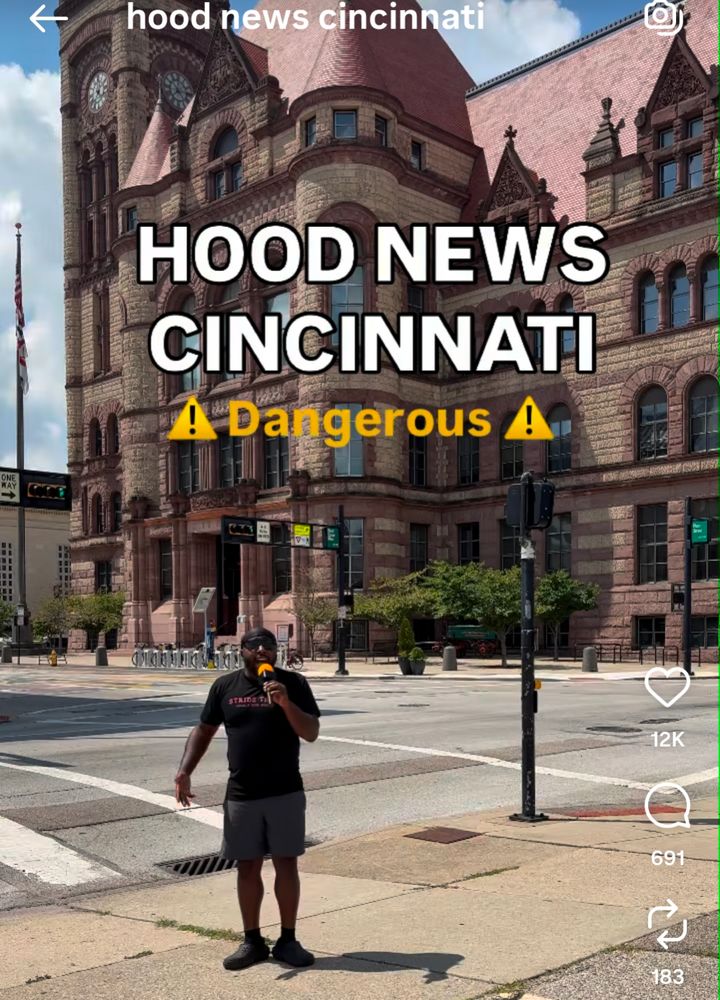 Instagram screenshot of hood news cincinnati