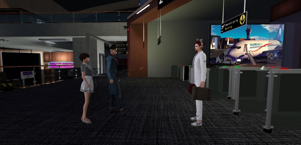 Strange & Miko aka The Mystics pick Holocluck up at a terminal gate upon his return from holiday.