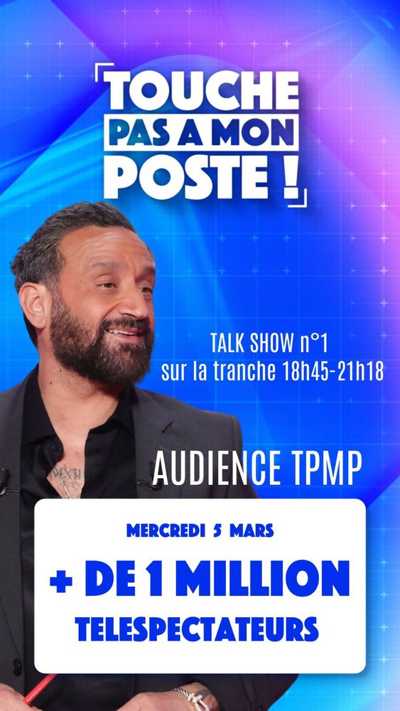 Visuel partagé par Hanouna annonçant 1 million de téléspectateurs mercredi
