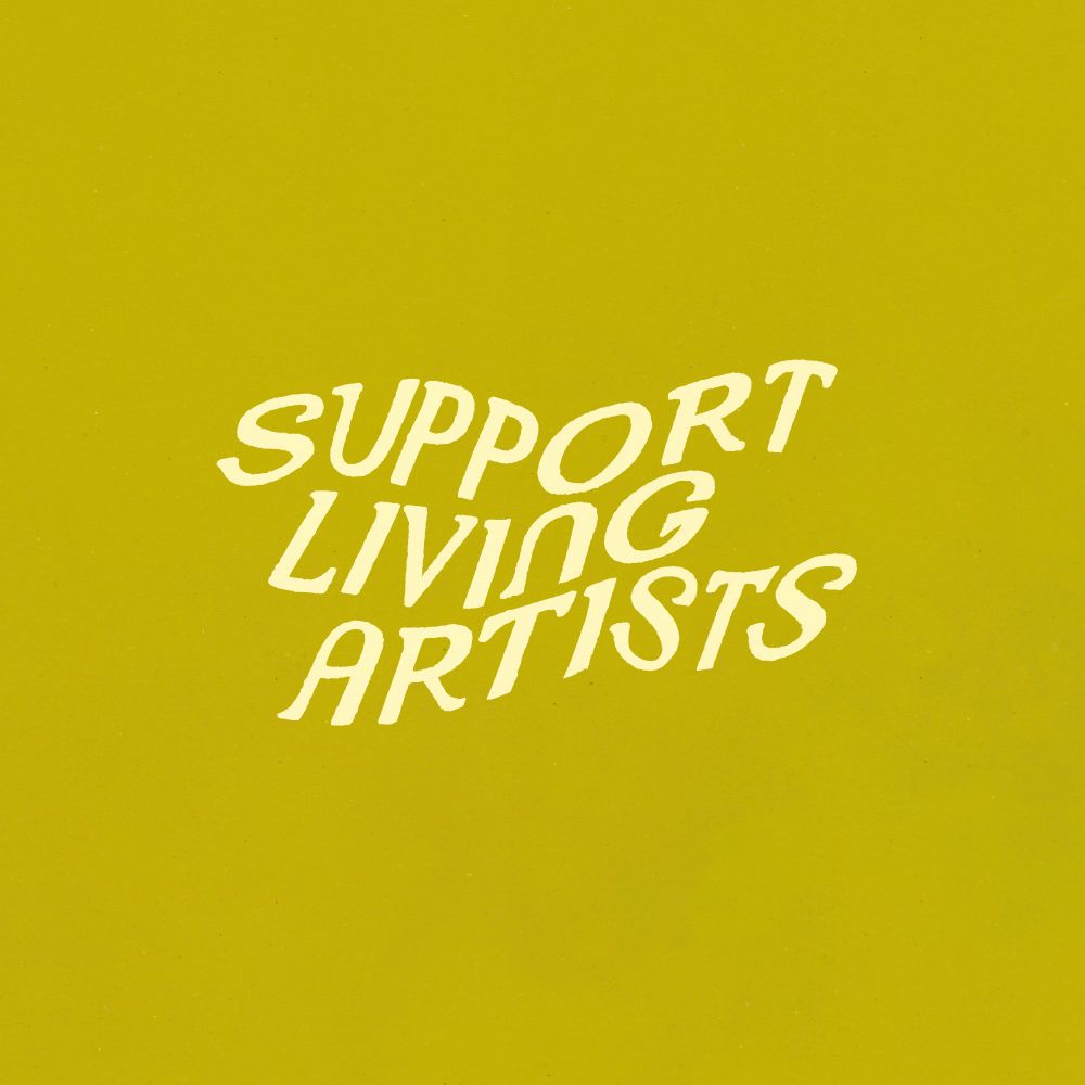 Support Living Artists in yellow colored text on a chartreuse background