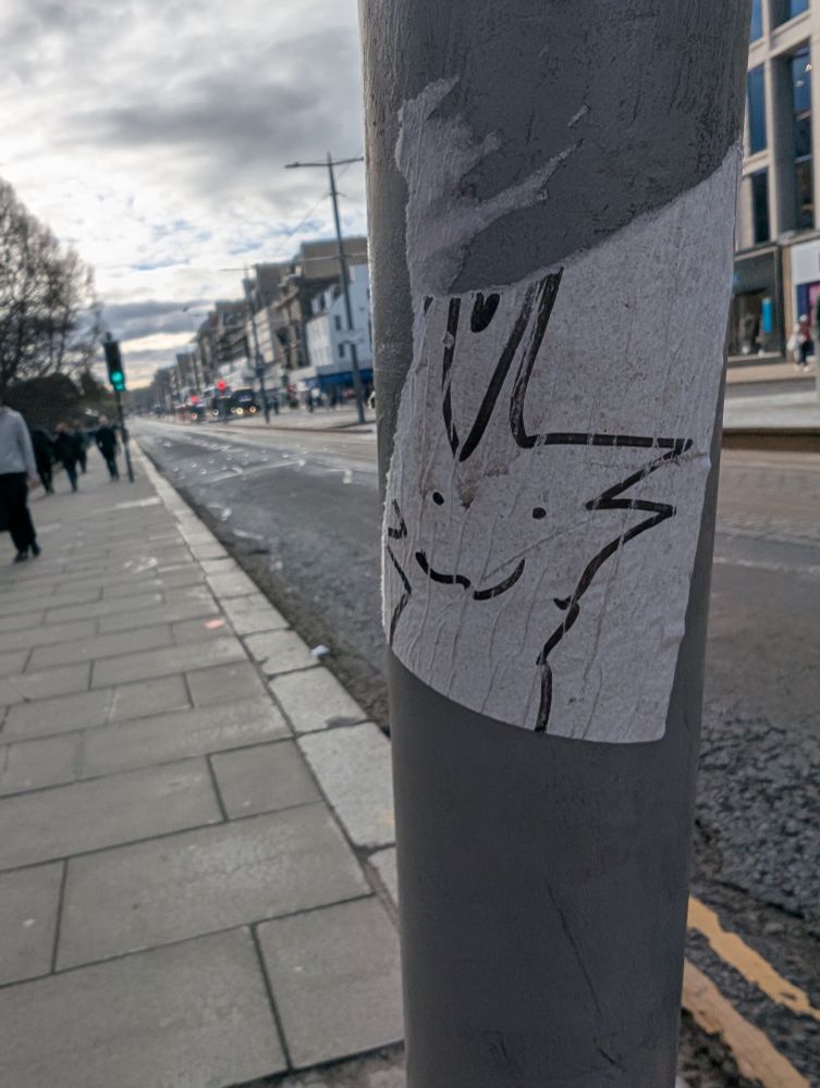 The crudely drawn cat has lost his speech bubble.