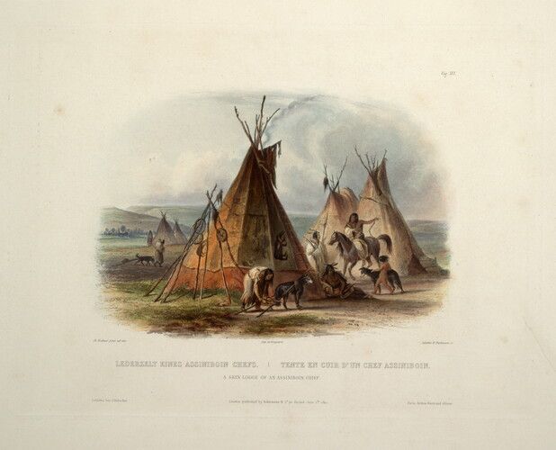 A Skin Lodge of an Assiniboin Chief, plate 16 from Volume 1 of 'Travels in the Interior of North America'