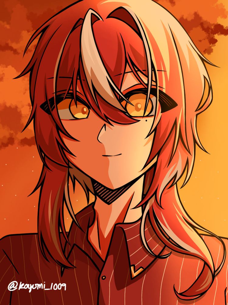 A fanart of Harris Caine under the sunset 