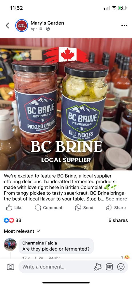 BC Brine pickle company 