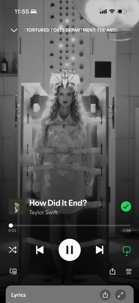 the how did it end? by taylor swift spotify screen