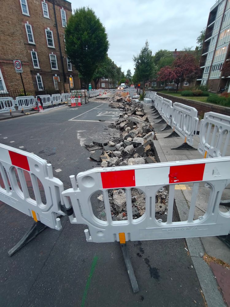 Roadworks on Whiston Road 
