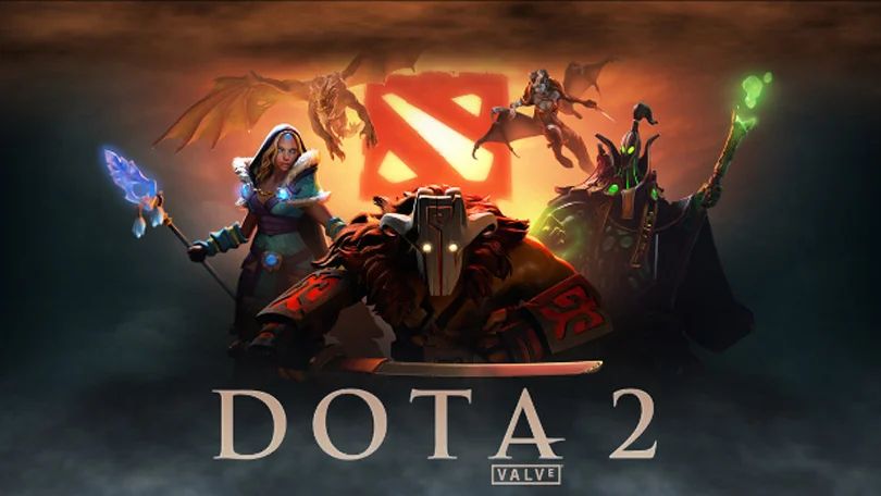 Art for Valve's video game, DOTA 2. Art features the heroes, Juggernaut flanked by Crystal Maiden and Rubick.