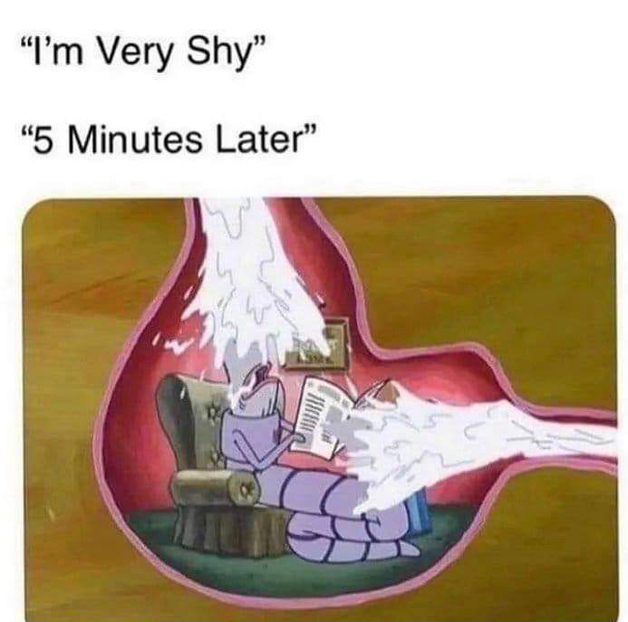 An insect relaxing in the interior of a stomach suddenly inundated from two directions by white fluid. 