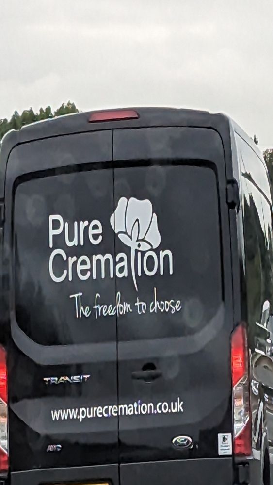 Van with Pure Cremation written on the back. To be sung to the tune of Pure imagination.