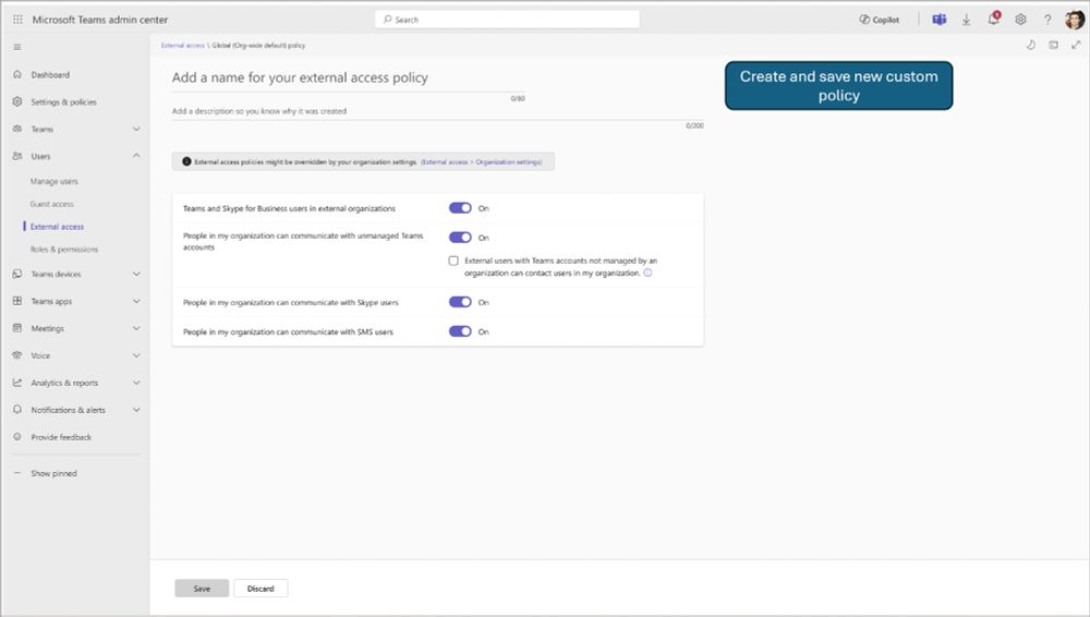 Mockup of the new policy in Teams Admin Center