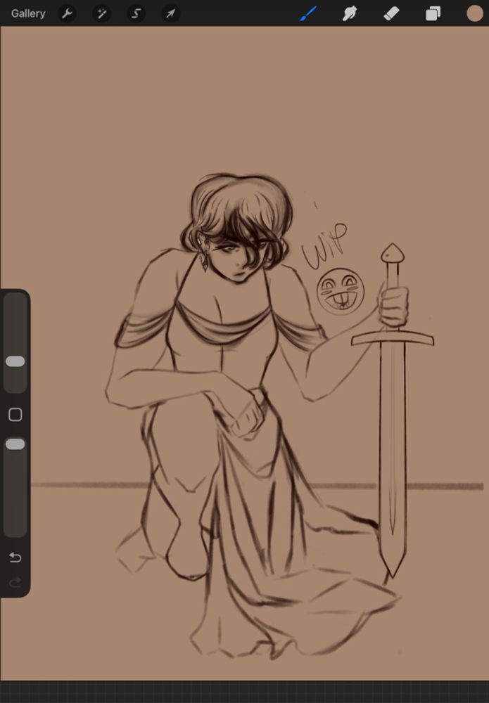 Wip of a girl kneeling with a sword