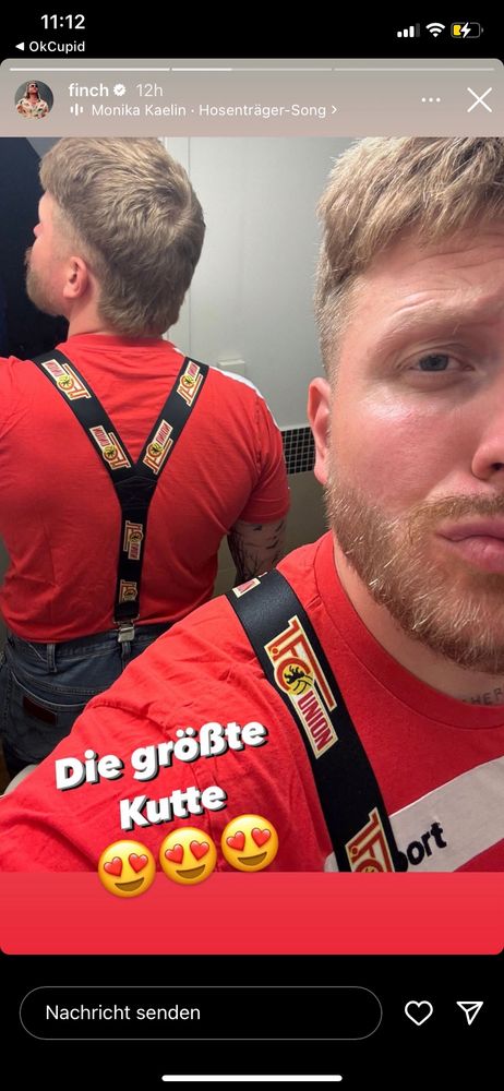 Screenshot aus insta Story von finch in union berlin klamotten
