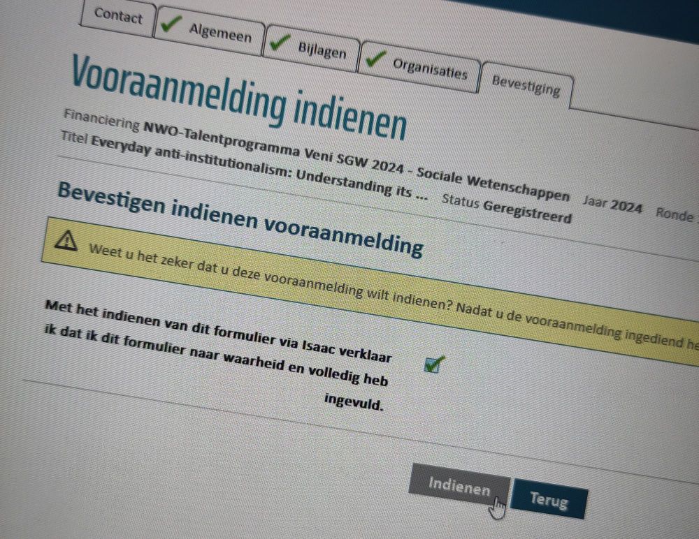 In september ingediende Veni vooraanvraag