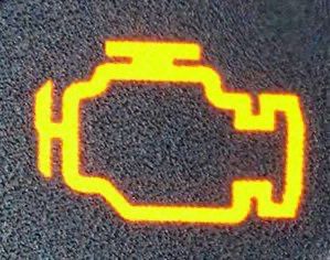 The check engine light from a vehicle.