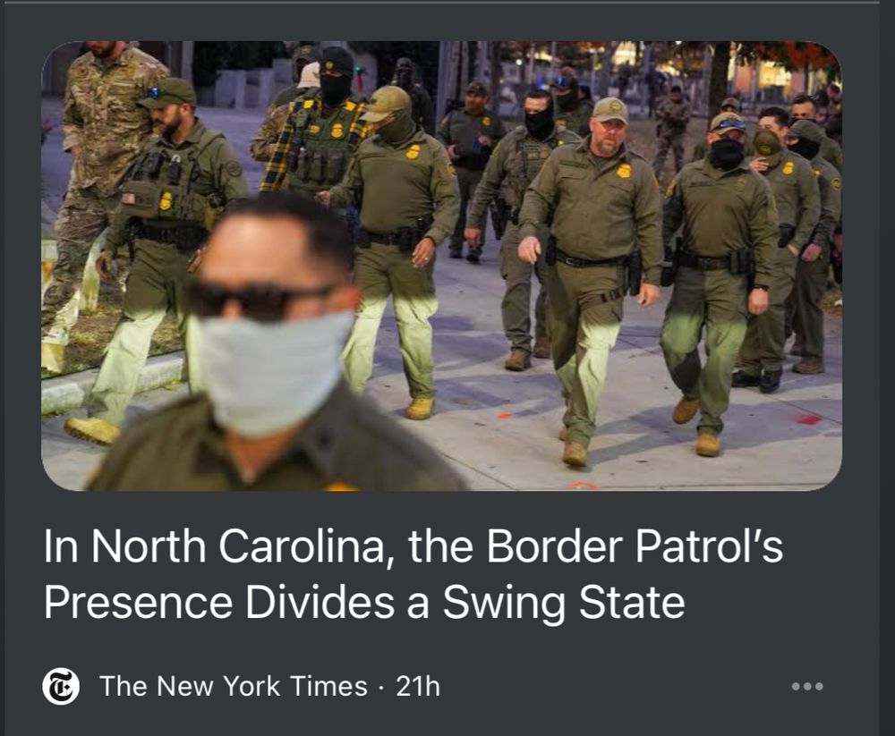 a stupid fucking new york times headline with a picture of a bunch of fucking thugs and criminals 

In North Carolina, the Border Patrol's Presence Divides a Swing State
® The New York Times • 21h
