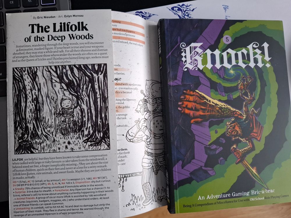 Cover of Knock 5 and inside the dust cover.