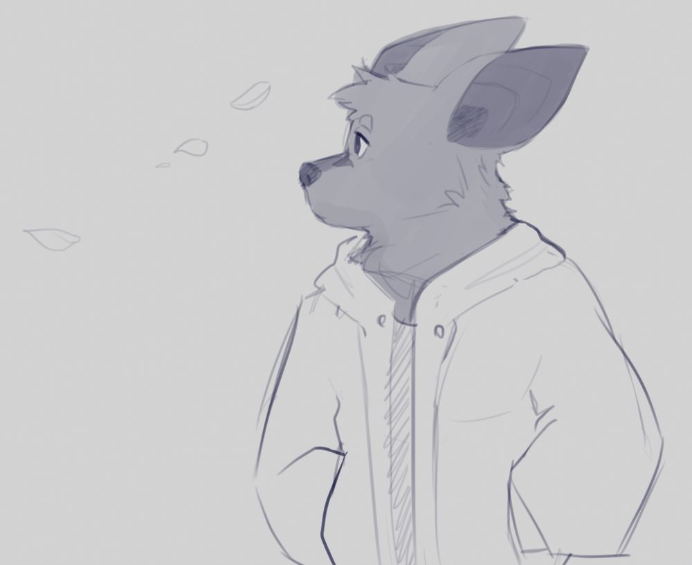 Solo doodle of my Bat-Fox hybrid character, named Mo! He is looking to the side with a wistful expression on his face.