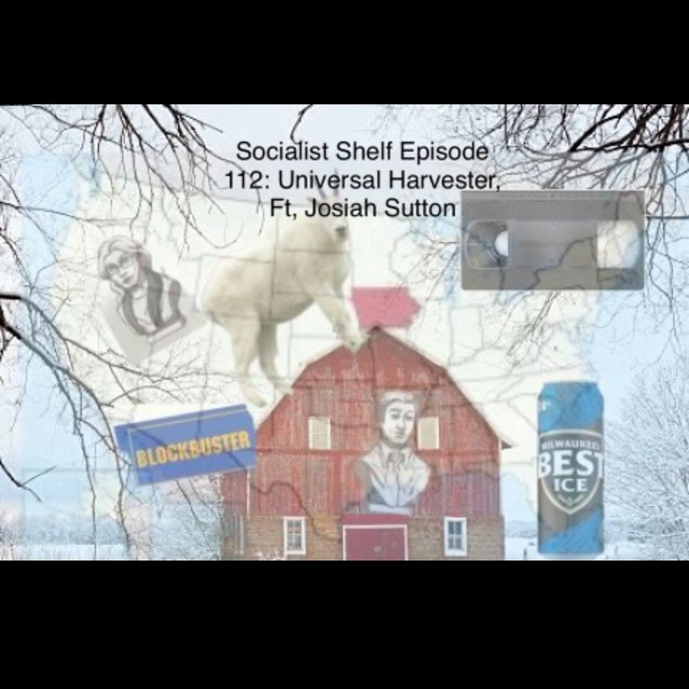 A barn with a number of episode specific images superimposed over it including a US map with Iowa highlighted, a mountain goat, and a beer