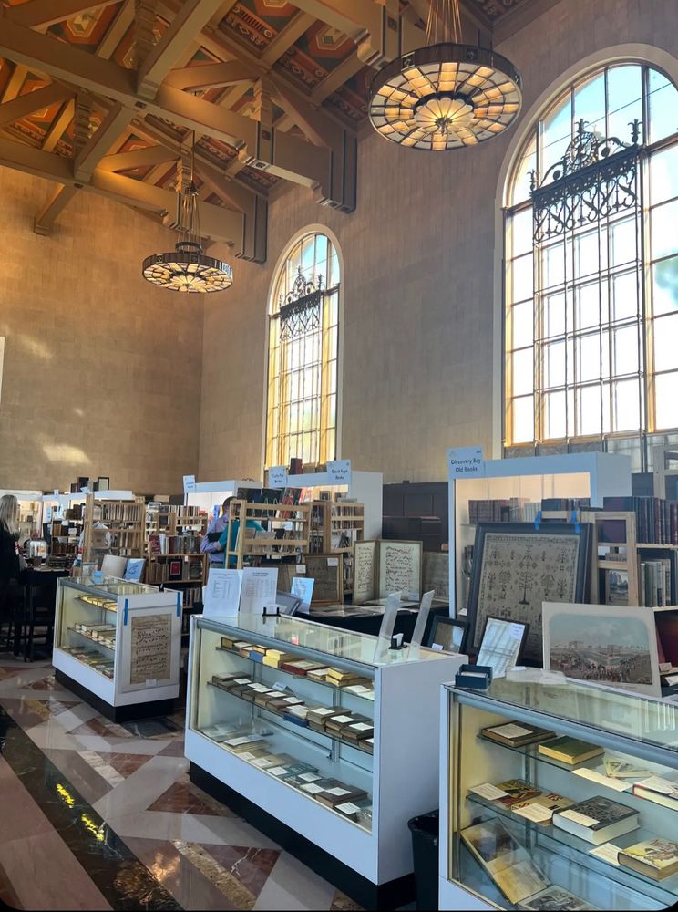 Union Station LA great hall with rare book vendor stalls.
