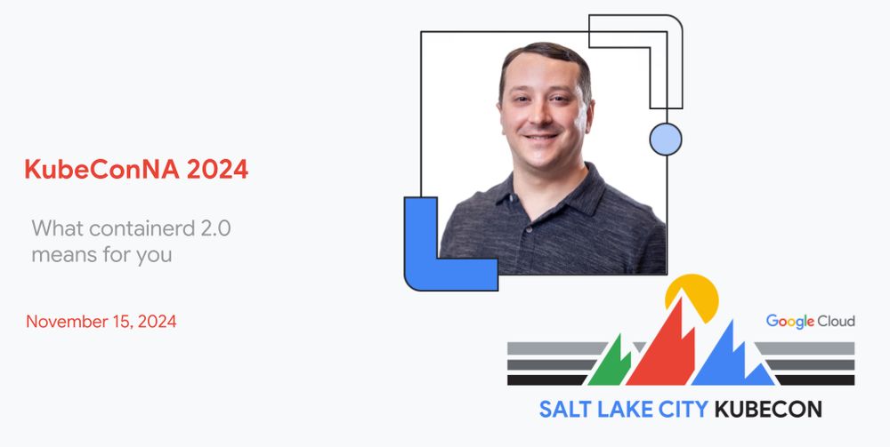 Promotional card for "What containerd 2.0 means for you" at KubeCon NA 2024 on November 15, 2024.