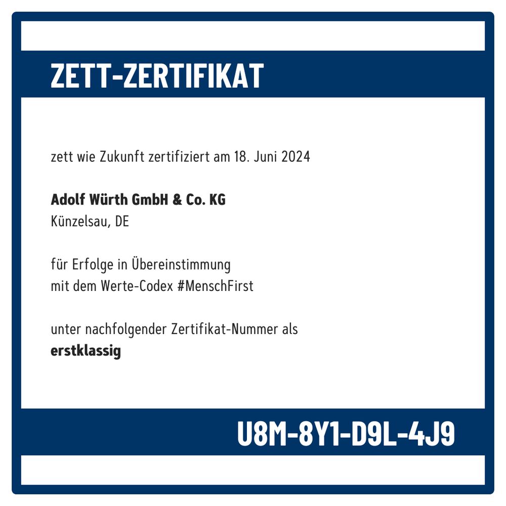 zett wie Zukunft Zertifikat U8M-8Y1-D9L-4J9