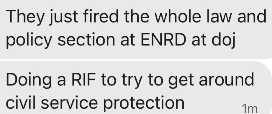 they just fired the law and policy section at ENRD