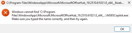 Fehlermeldung: copilot.exe nicht gefunden