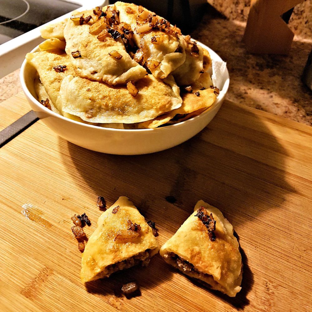 Cheese and Tourtiere Stuffed Pierogies - Evelyn Chartres