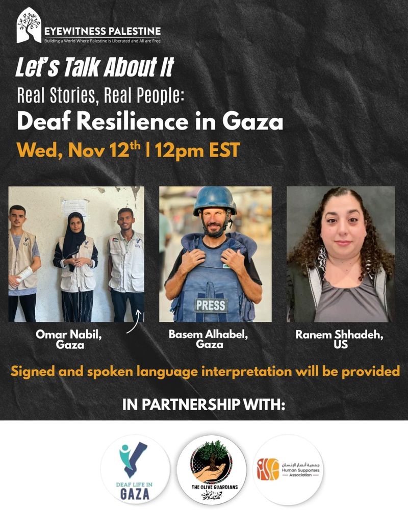 Poster for event on deaf resilience in Gaza.