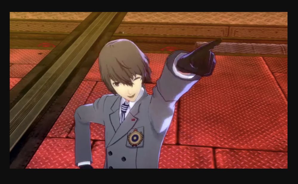 Akechi goro pointing at the sky!