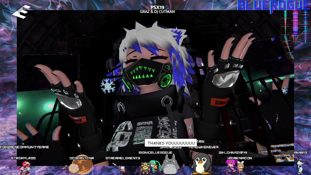 Screenshot of a recent YouTube video, playing for Elevated Records in VRChat. Pictured: Haley avatar, created by theDulle.