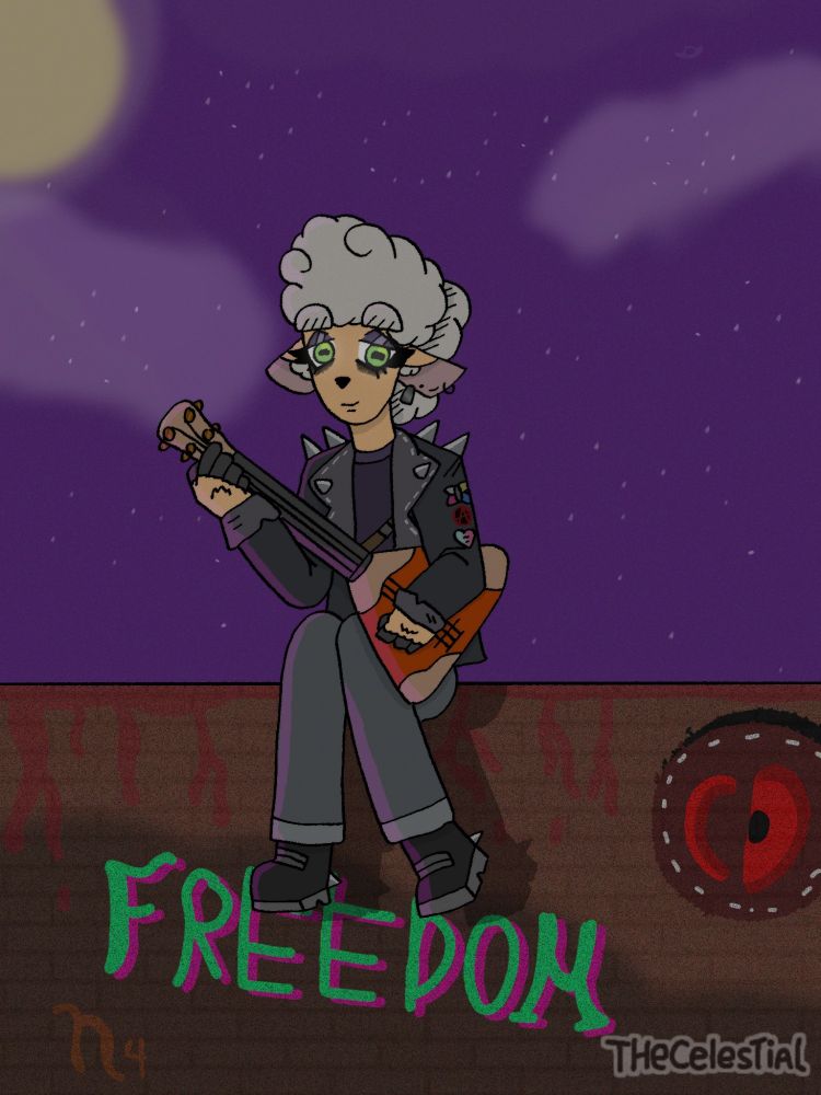 This is my oc playing a Balalaika instrument