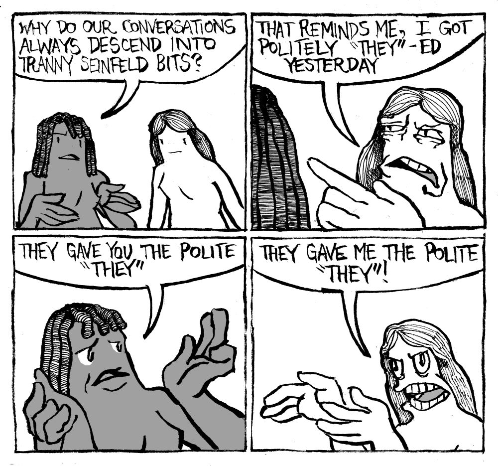 A trans woman asks her trans woman friend 