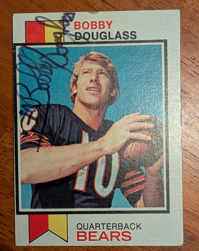 A 1973 Topps card signed by Bobby Douglass
