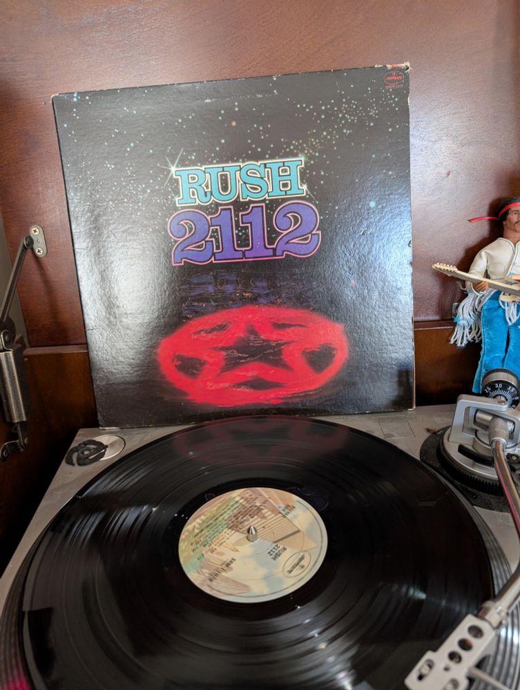 Rush's 2112 album spinning on my turntable 