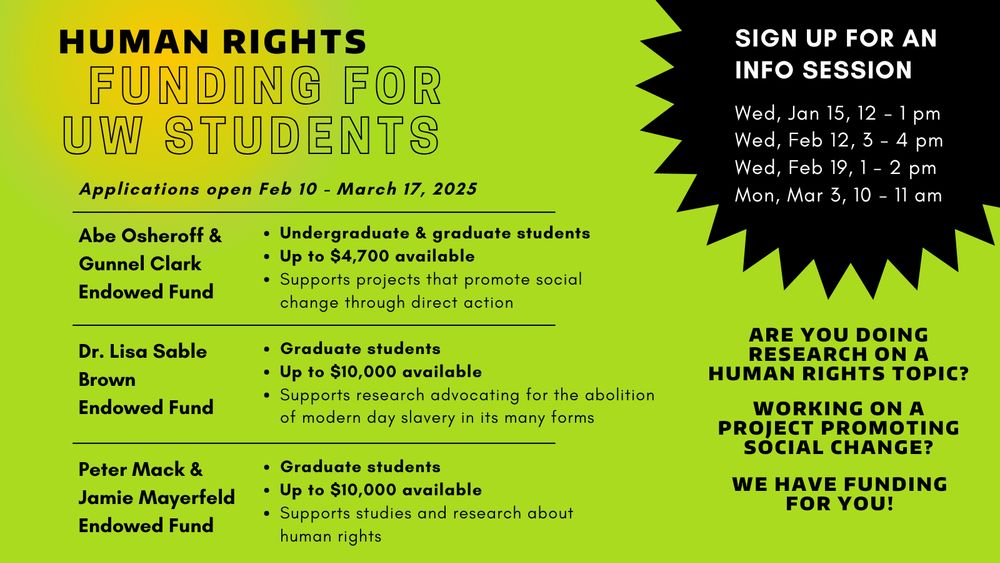 Poster describing funds that students can apply for. Full information available on website. 