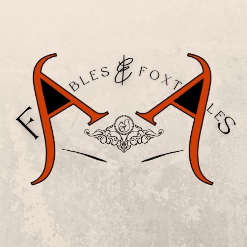 A logo of the "Fables & Foxtales" brand, but the "A"s are tilted and positioned to look like fox ears.