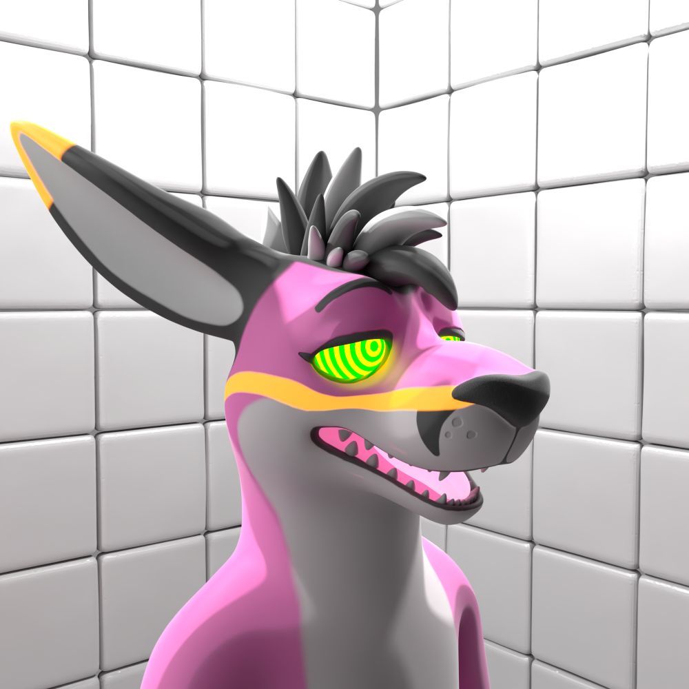 Render of a pink cartoon kangaroo