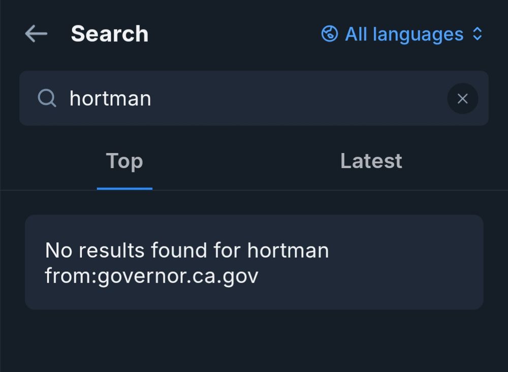 A search through Newsom's posts showing he didn't bother to post about Hortman by name while mourning a far-right content creator extensively.