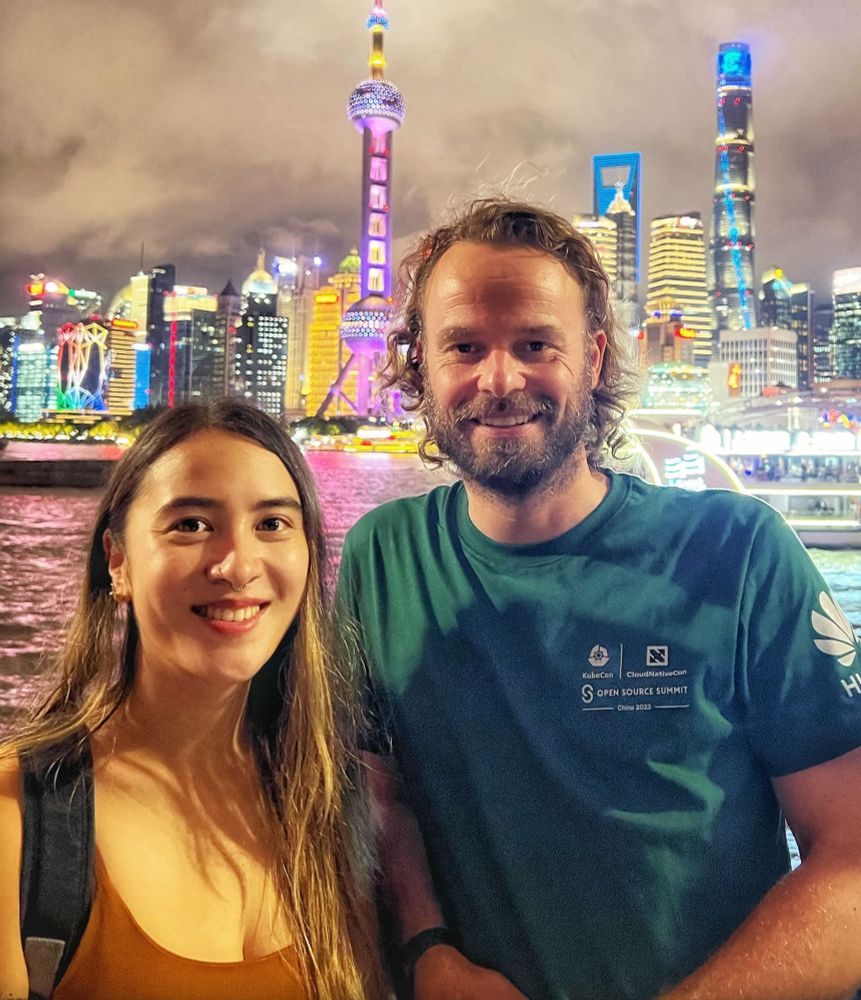 The Bund, Shanghai. Speaker selfie during KubeCon China 23